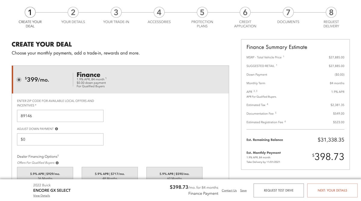 Buy a Car Online form