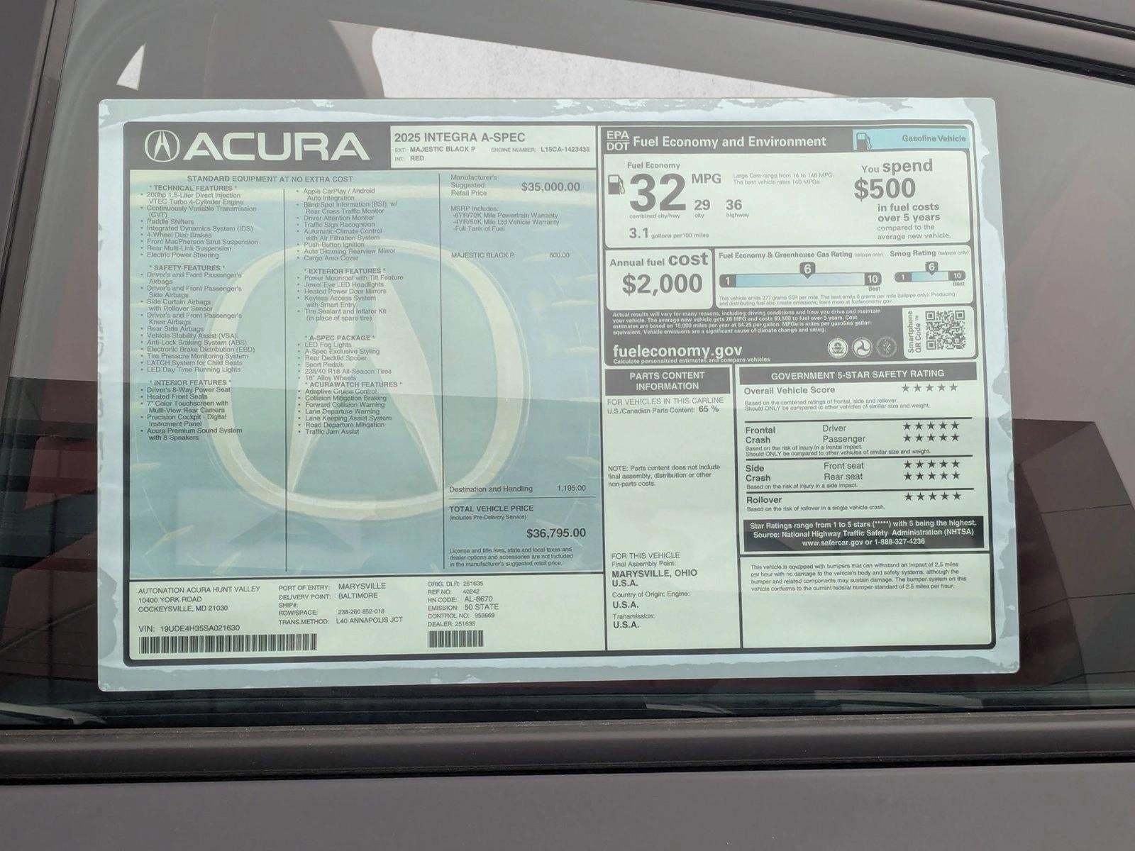 2025 Acura Integra CVT w/A-Spec Package