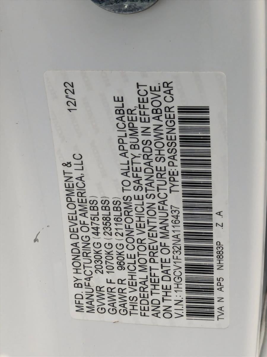 2022 Honda Accord Sedan Sport 1.5T CVT