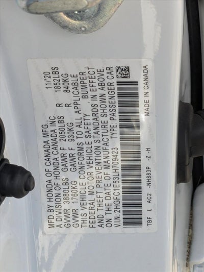 2020 Honda Civic Si Sedan Manual w/Summer Tires