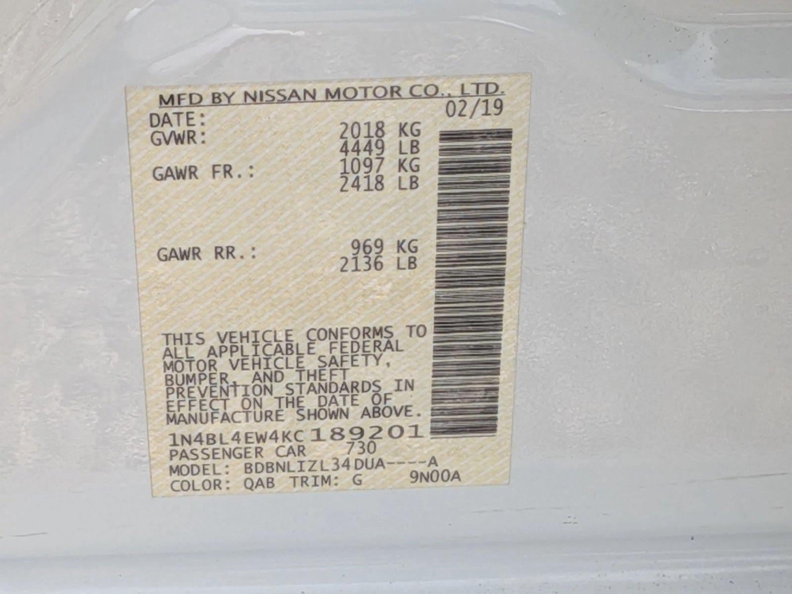 2019 Nissan Altima 2.5 SL AWD Sedan