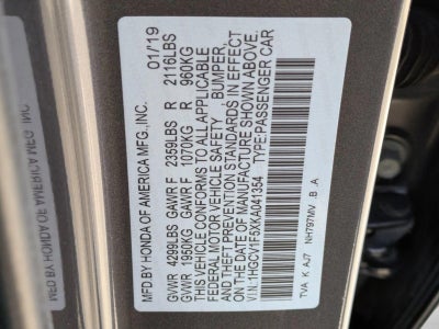 2019 Honda Accord Sedan EX-L 1.5T CVT