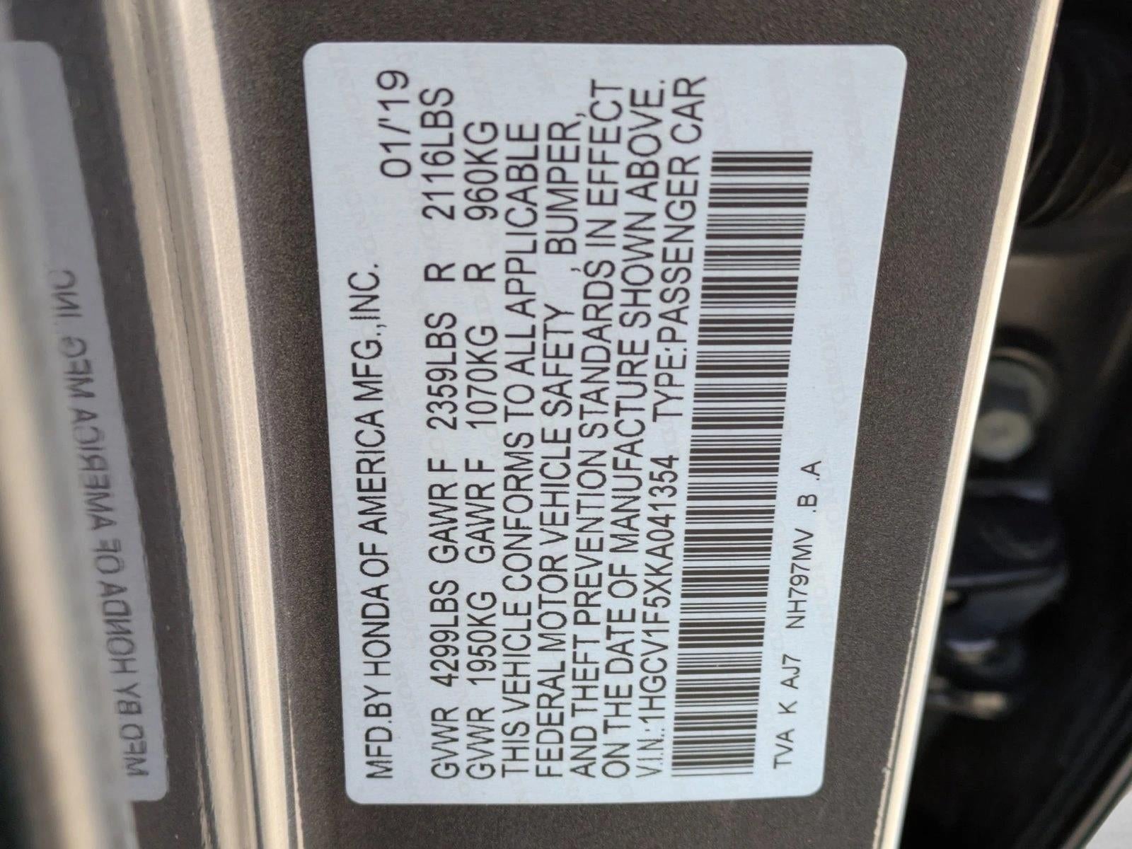 2019 Honda Accord Sedan EX-L 1.5T CVT