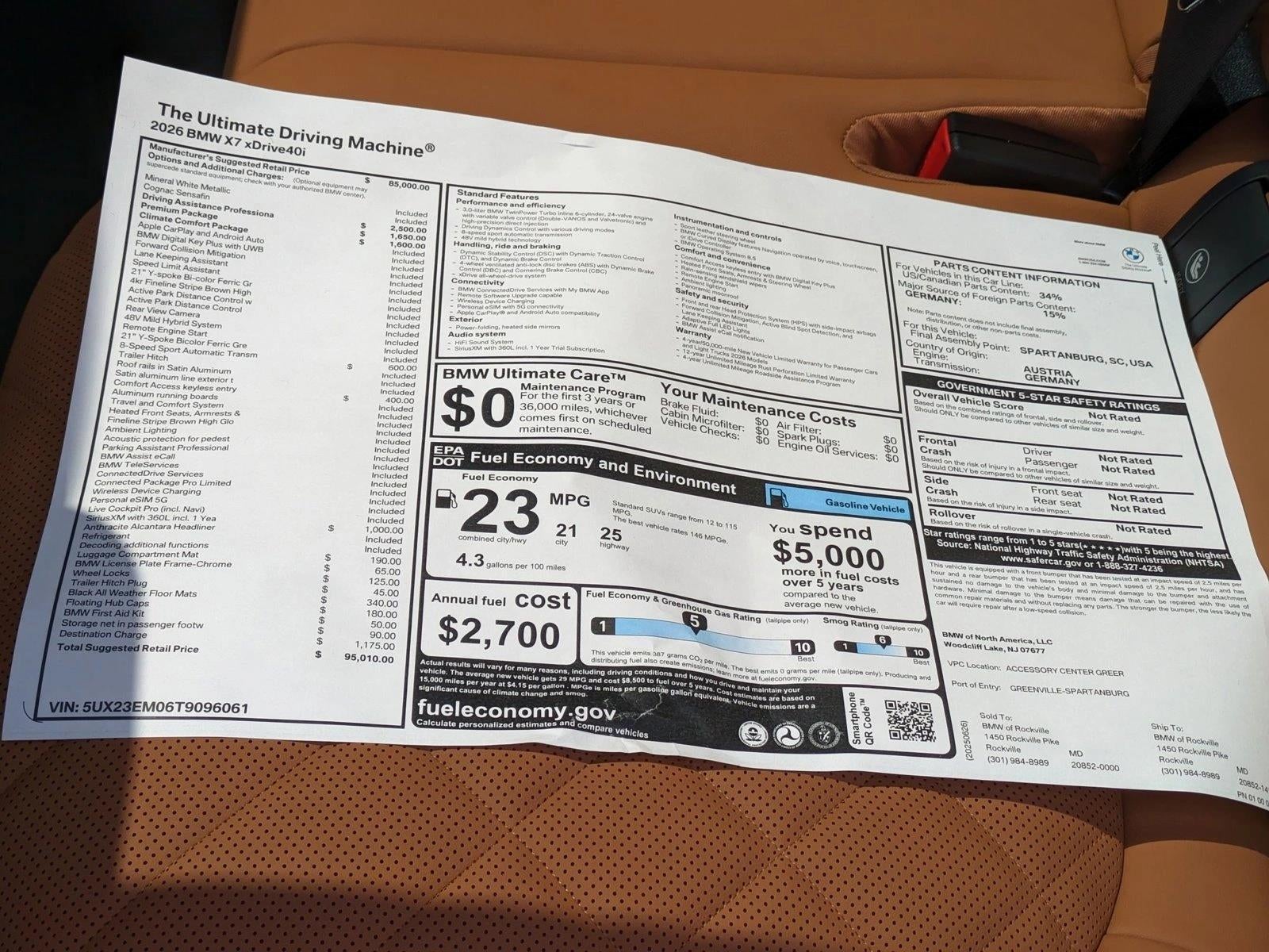 2026 BMW X7 xDrive40i Sports Activity Vehicle