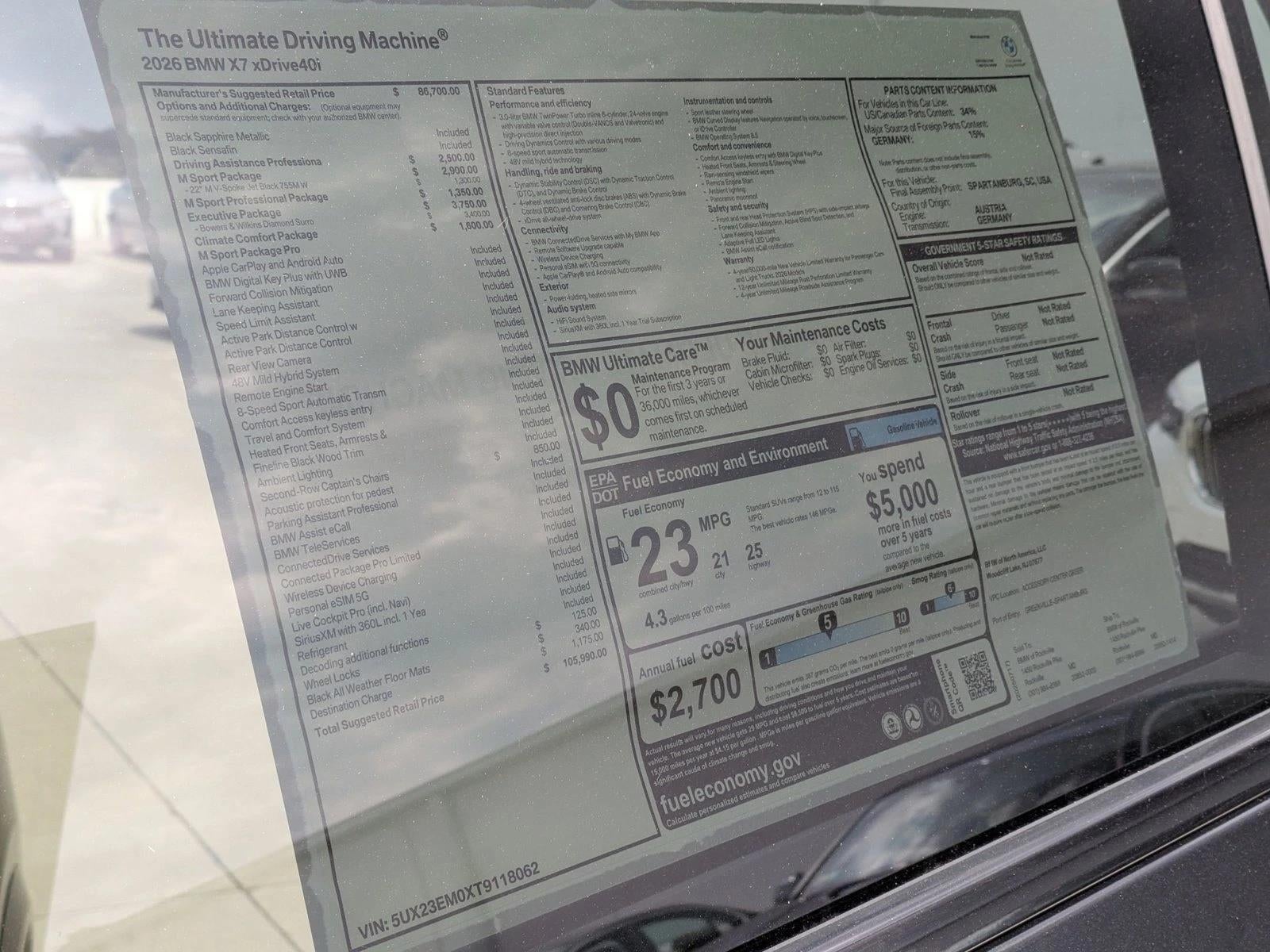 2026 BMW X7 xDrive40i Sports Activity Vehicle