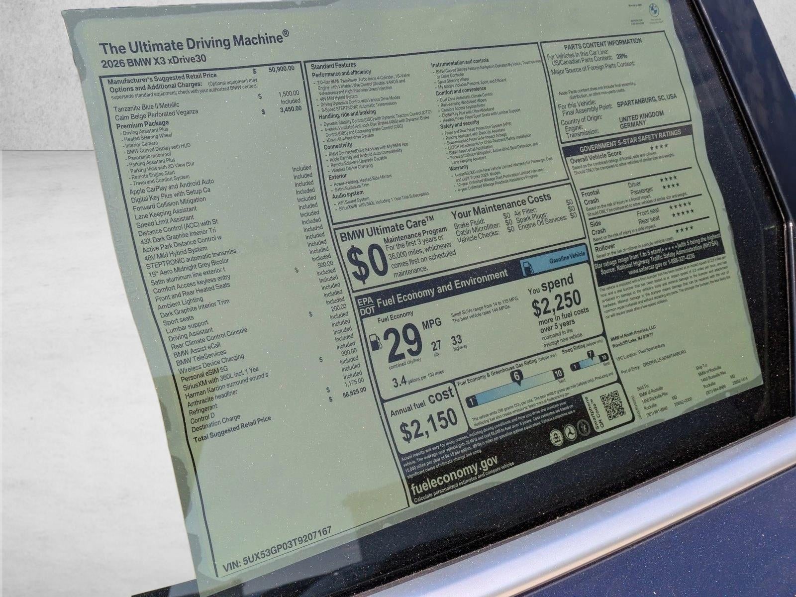 2026 BMW X3 30 xDrive Sports Activity Vehicle