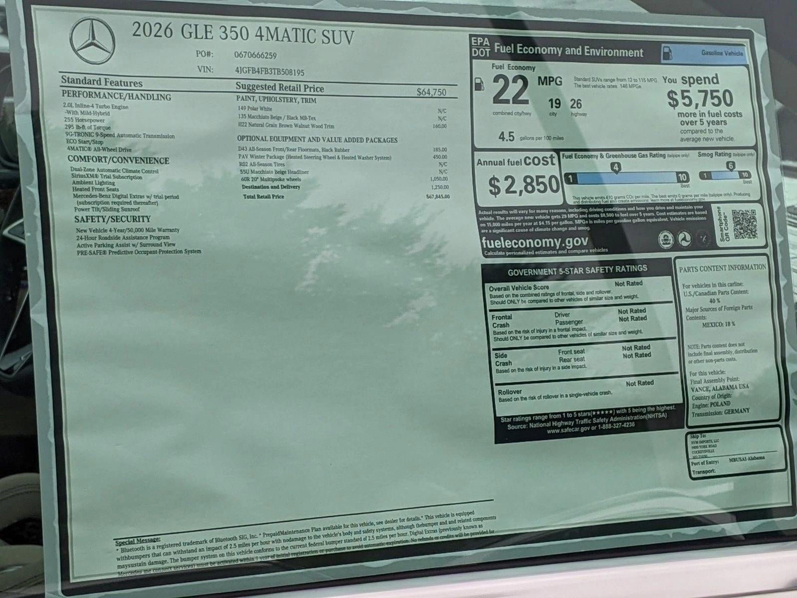 2026 Mercedes-Benz GLE GLE 350 4MATIC® SUV