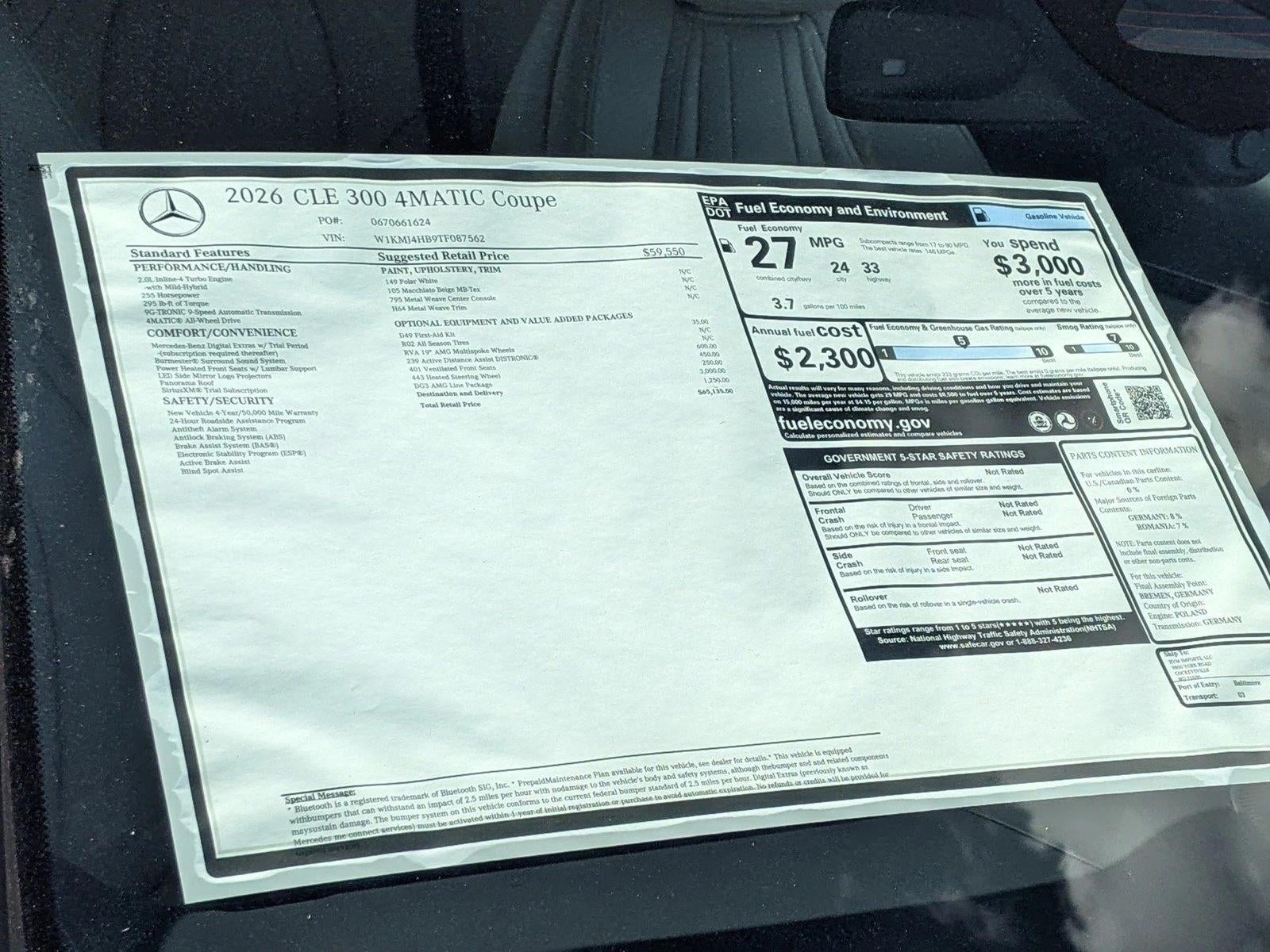 2026 Mercedes-Benz CLE CLE 300 4MATIC® Coupe