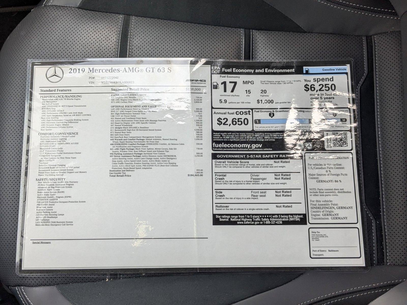 2019 Mercedes-Benz AMG® GT AMG® GT 63 S 4-Door Coupe