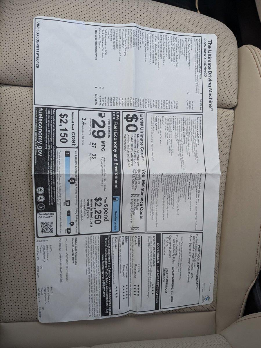 2026 BMW X3 30 xDrive Sports Activity Vehicle