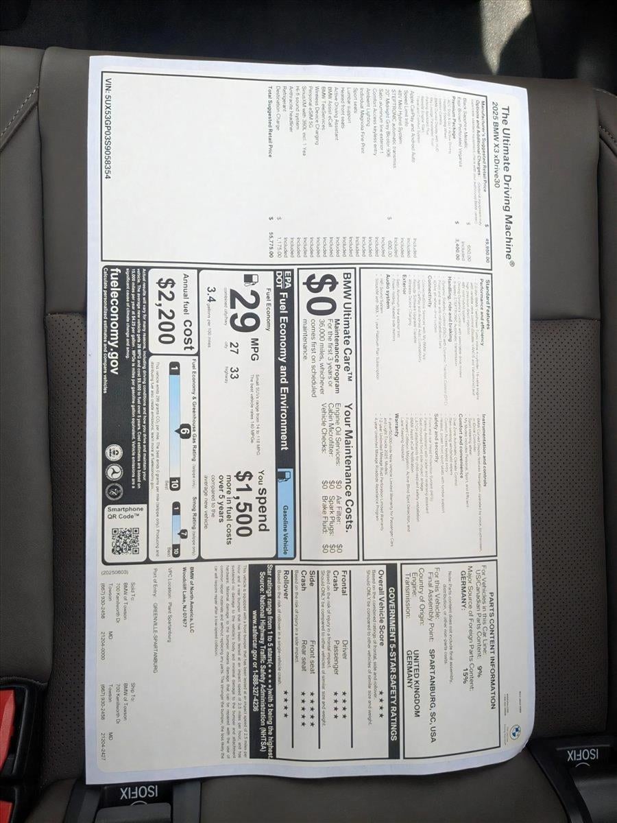 2025 BMW X3 30 xDrive Sports Activity Vehicle