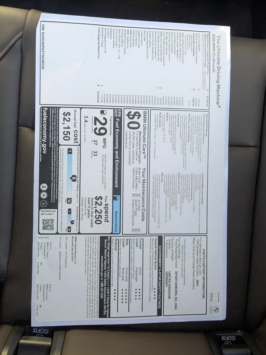 2026 BMW X3 30 xDrive Sports Activity Vehicle