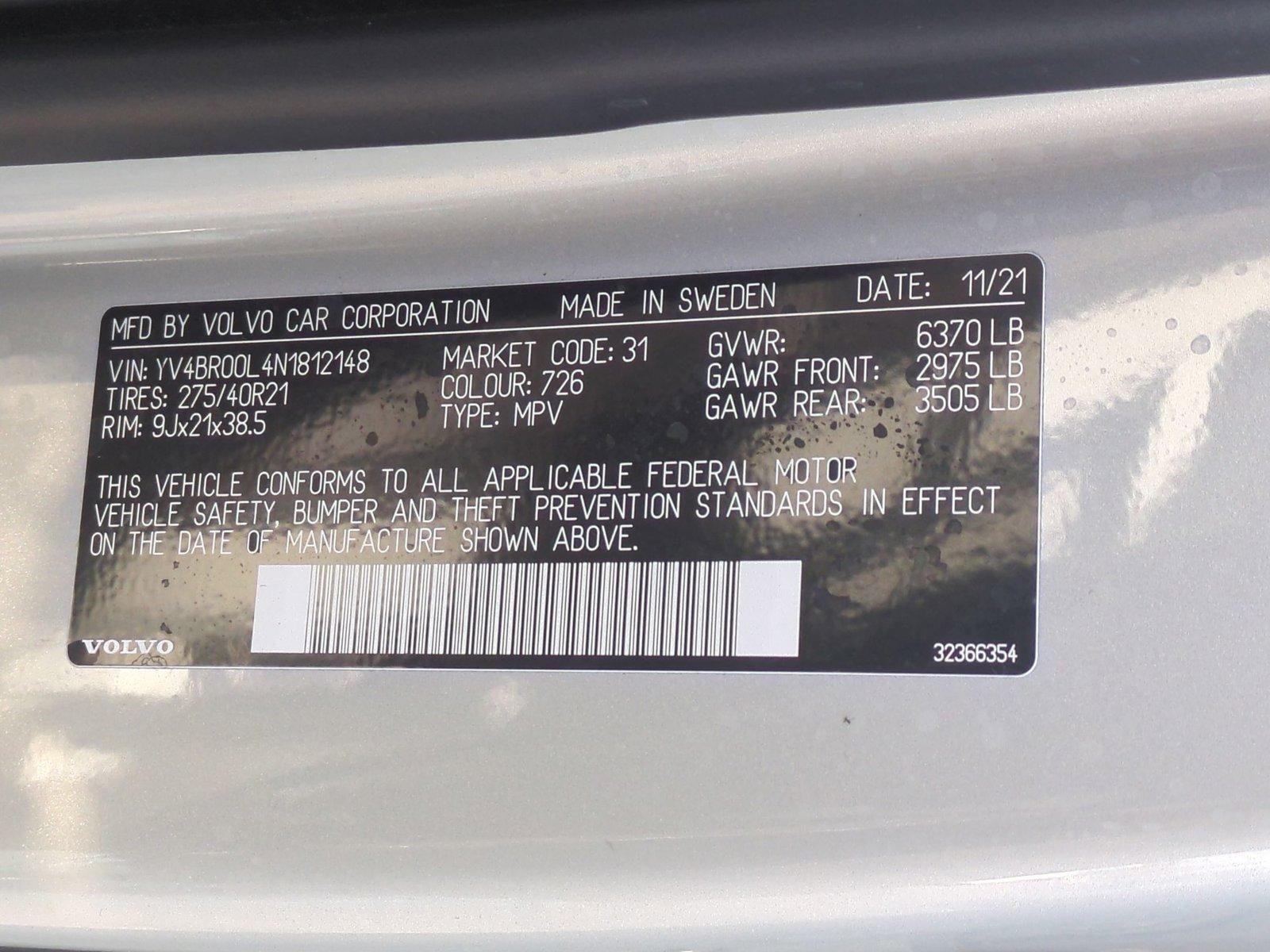 2022 Volvo XC90 Recharge Plug-In Hybrid T8 eAWD PHEV Inscription 6P