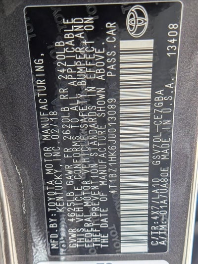 2018 Toyota Camry XLE V6 Auto (Natl)