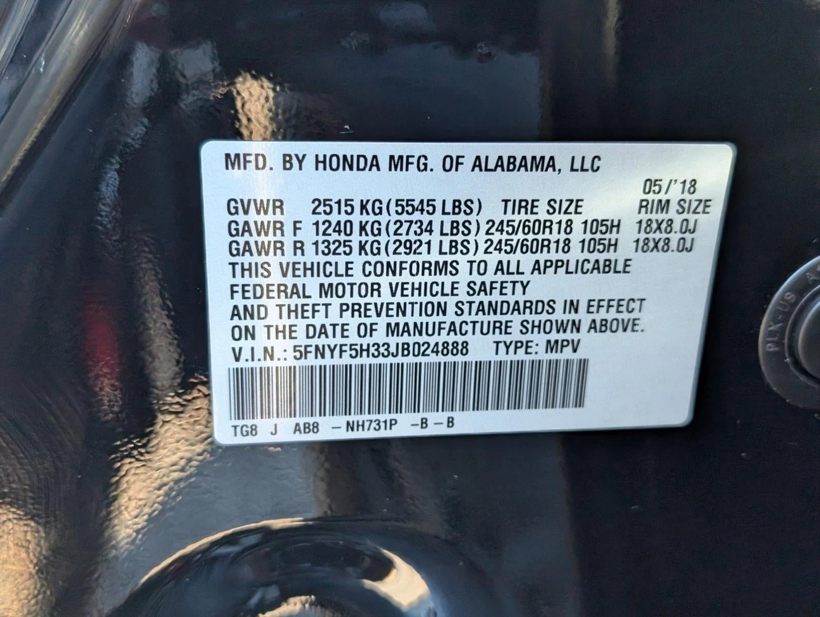 2018 Honda Pilot EX 2WD