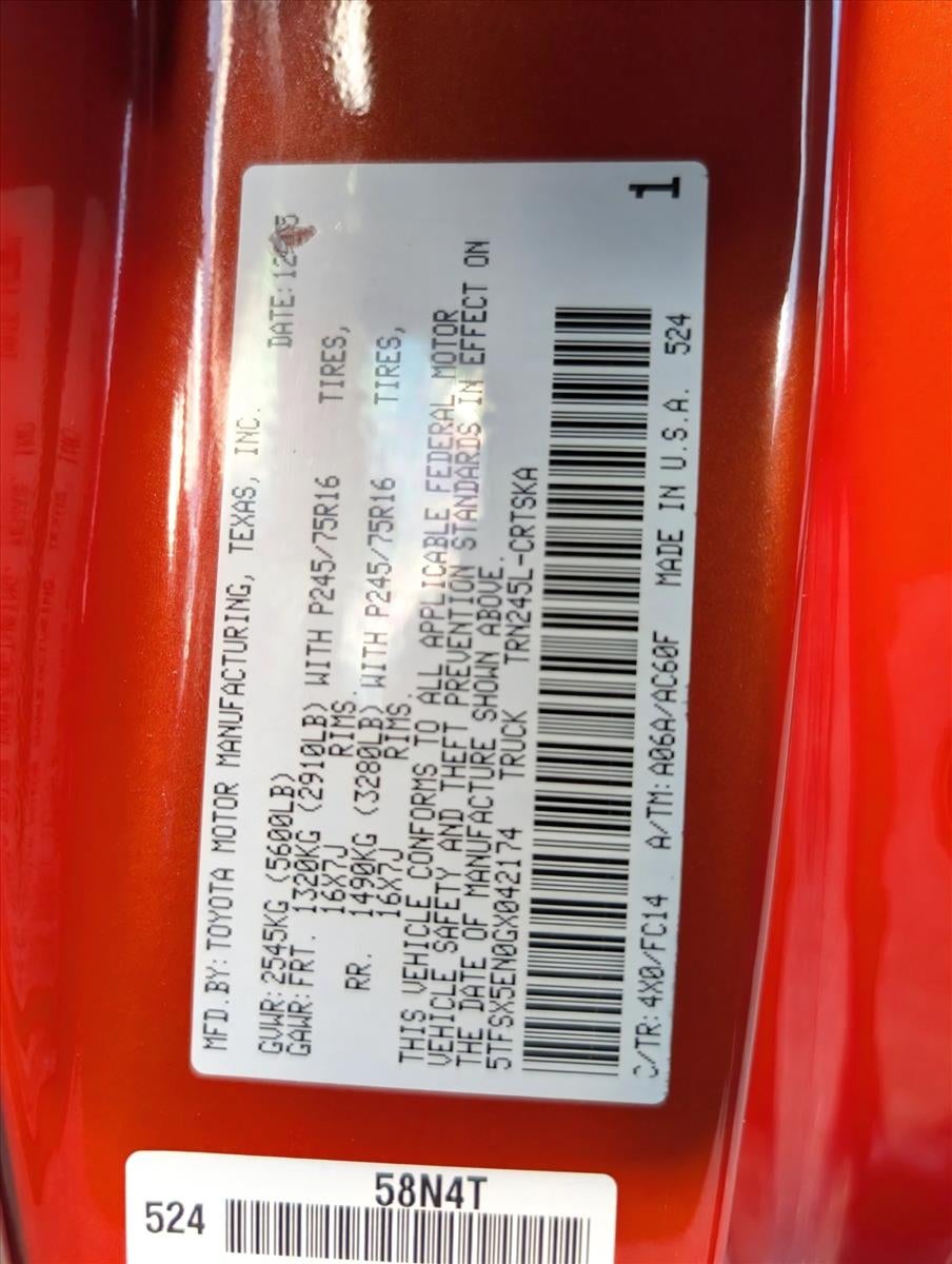 2016 Toyota Tacoma 4WD Access Cab Standard Bed I4 Automatic SR5 (Natl)